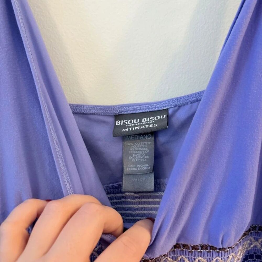 Y2K Babydoll Cami Top Lavender Brown Sz Medium Bisou Bisou Purple Brown Boho - Picture 2 of 3